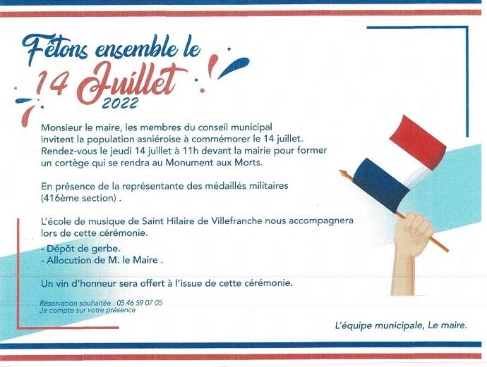 Invitation 14 juillet 2