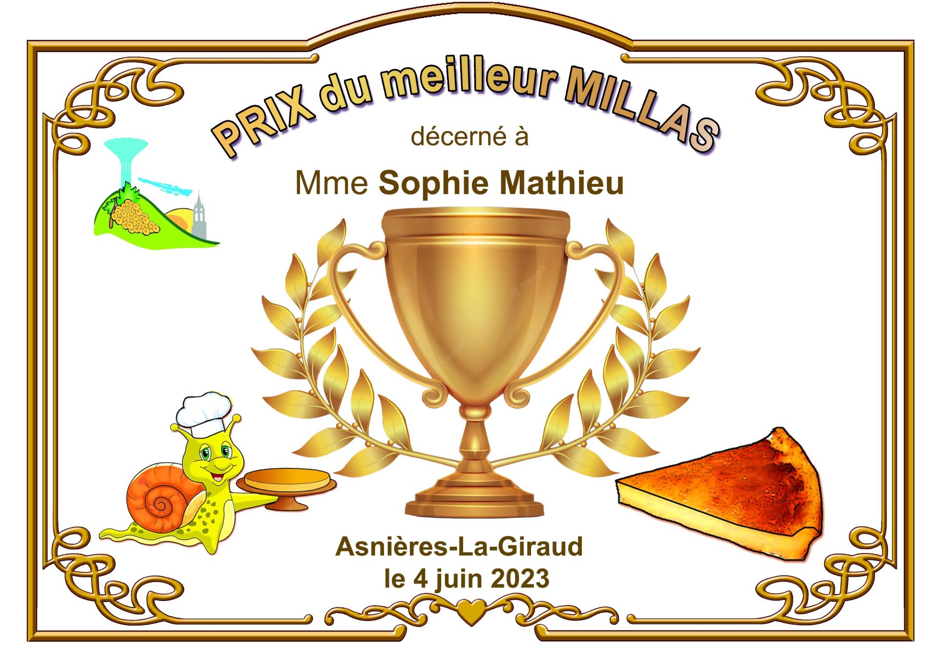 Prix sophie mathieu