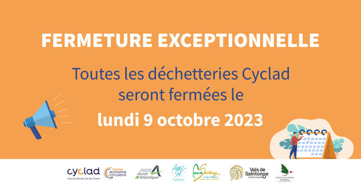 Visuel fermeture exceptionnelle dechetteries 9 octobre 2023 publi facebook